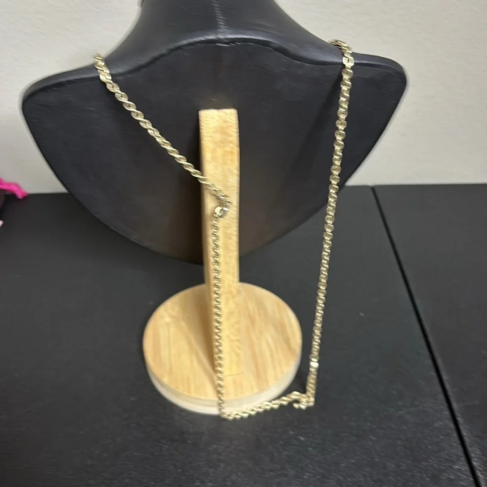 JK by Thirty One Charm Long Gold Tone Chain Boho  Necklace Hammered